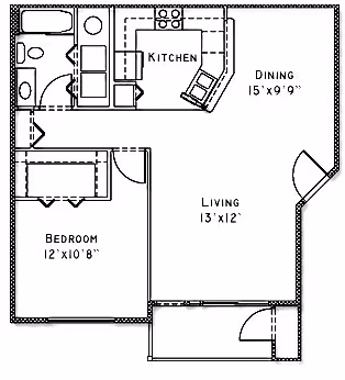 1x1 W/D C107 floor plan